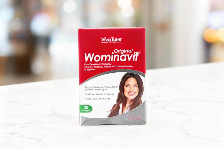 بسته بندی کپسول ومیناویت بر روی سطح سفید